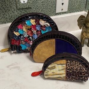 TRESKA trio vintage Colorful Patchwork Cosmetic Bag Set